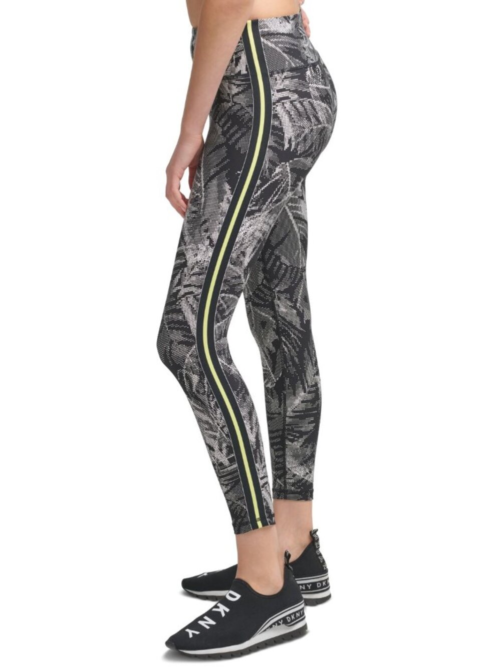DKNY Womens Activewear Sport Pixel Palm High Waist 7/8 Leggings